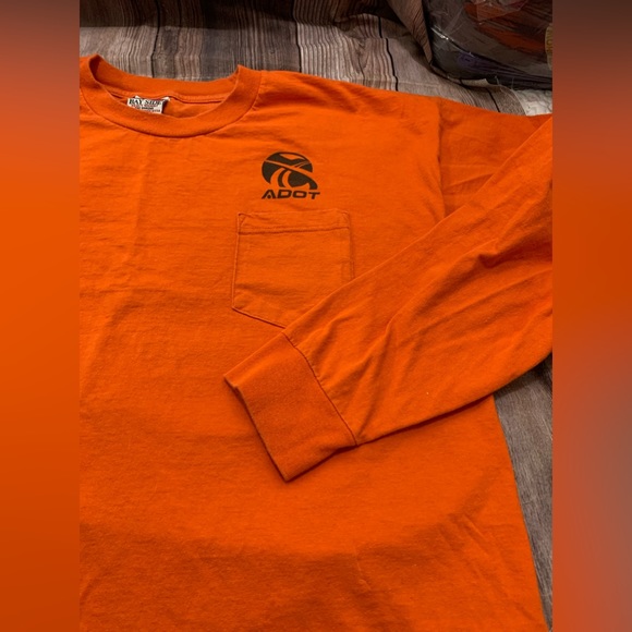 Bayside USA-Made Long Sleeve T-Shirt with a Pocket - Orange, - Picture 4 of 11